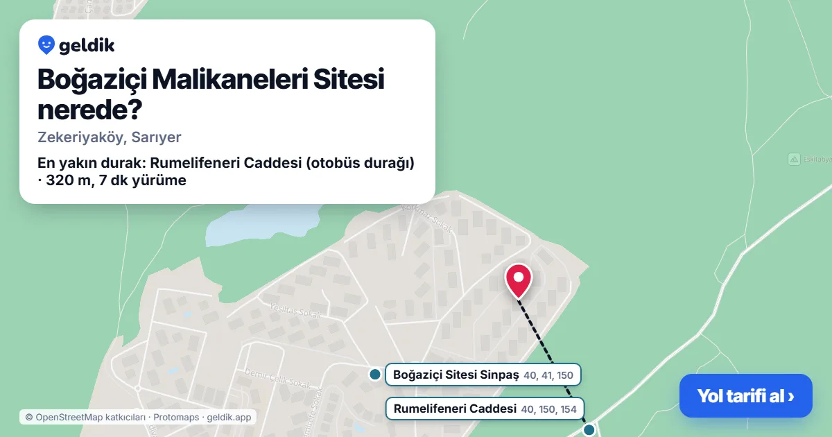 Boğaziçi Malikaneleri Sitesi nerede: haritada konumu ve en yakın duraklar, yürüme süreleriyle