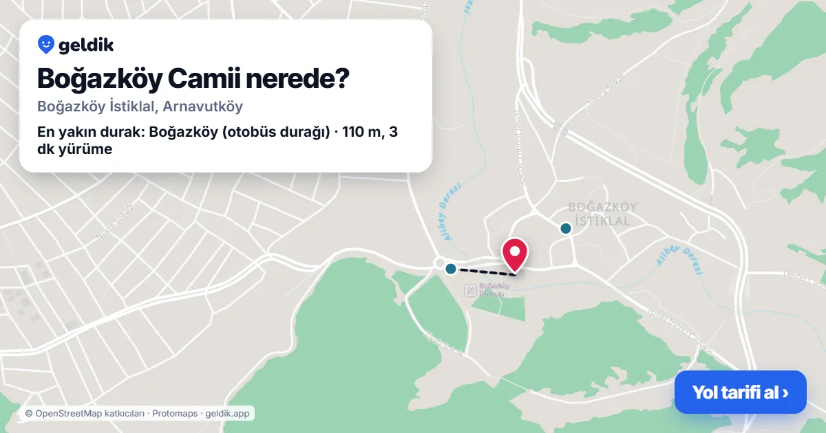 Where is Boğazköy Camii: map with its location and the nearest stops, with walking times