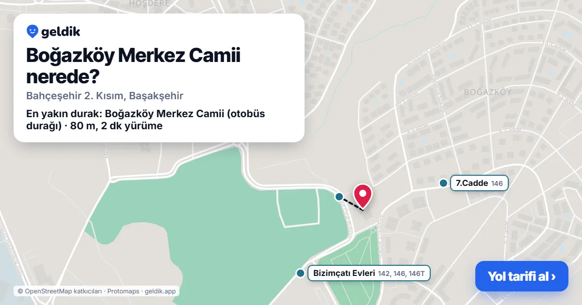 Boğazköy Merkez Camii nerede: haritada konumu ve en yakın duraklar, yürüme süreleriyle