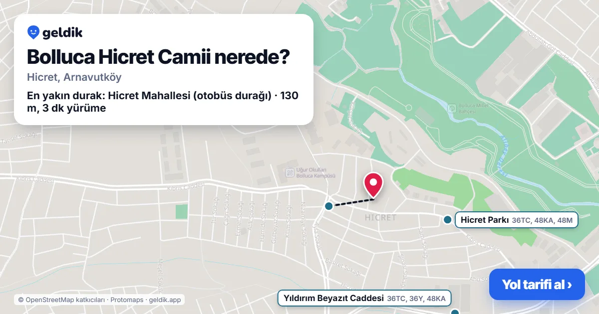 Bolluca Hicret Camii nerede: haritada konumu ve en yakın duraklar, yürüme süreleriyle