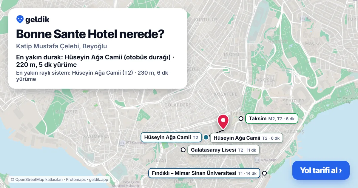 Bonne Sante Hotel nerede: haritada konumu ve en yakın duraklar, yürüme süreleriyle