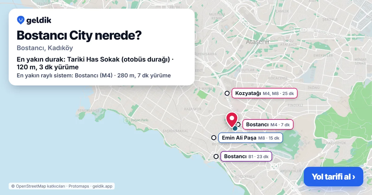 Bostancı City nerede: haritada konumu ve en yakın duraklar, yürüme süreleriyle