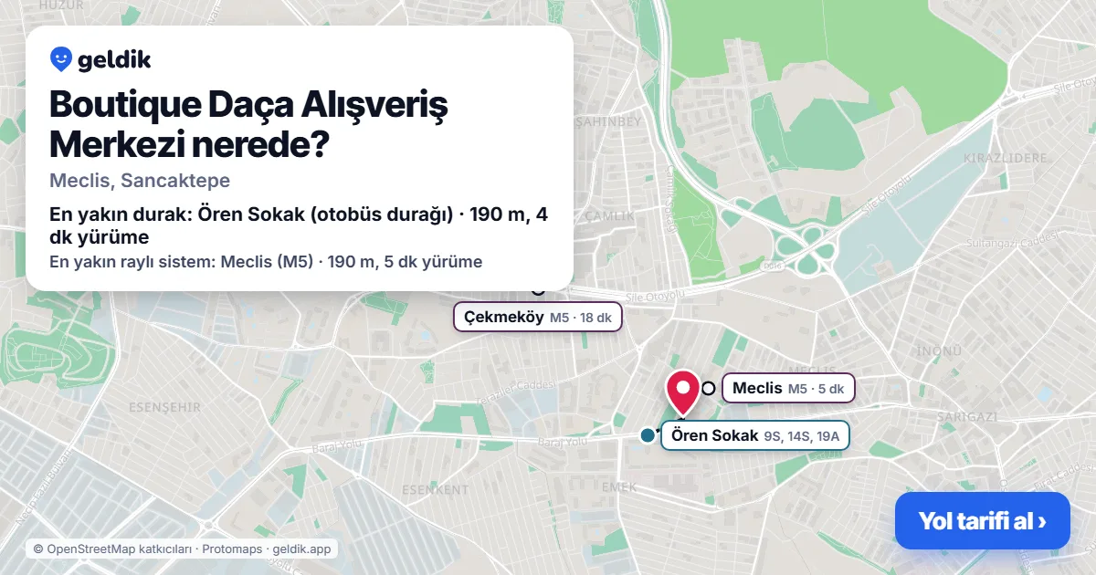 Boutique Daça Alışveriş Merkezi nerede: haritada konumu ve en yakın duraklar, yürüme süreleriyle