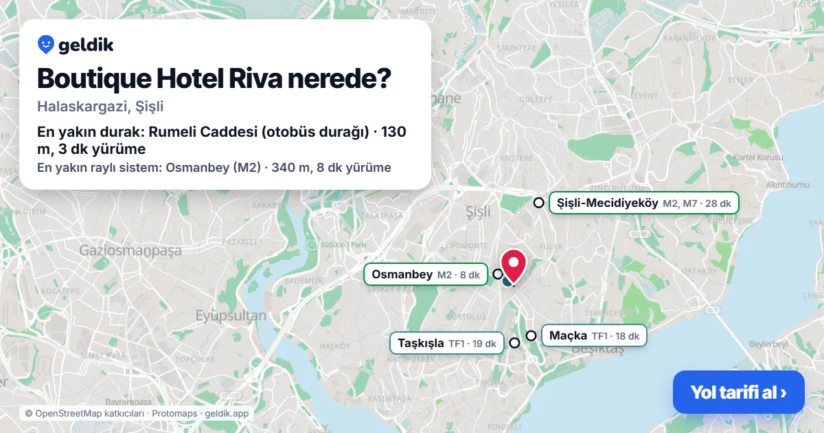 Boutique Hotel Riva nerede: haritada konumu ve en yakın duraklar, yürüme süreleriyle