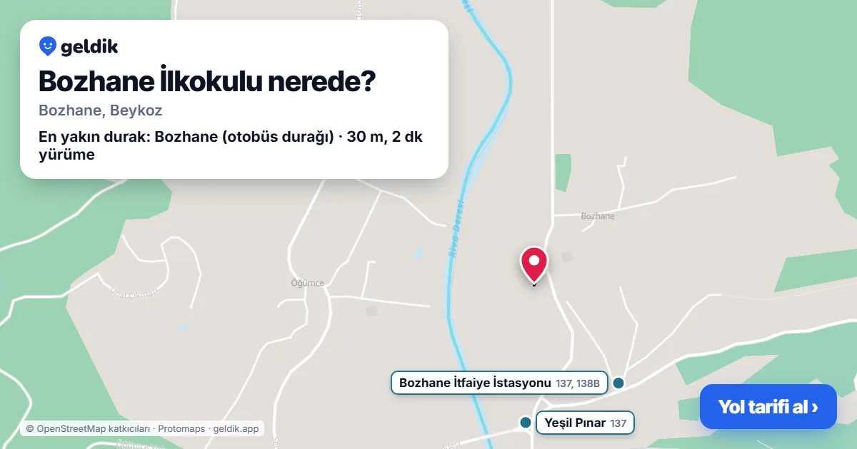 Bozhane İlkokulu nerede: haritada konumu ve en yakın duraklar, yürüme süreleriyle