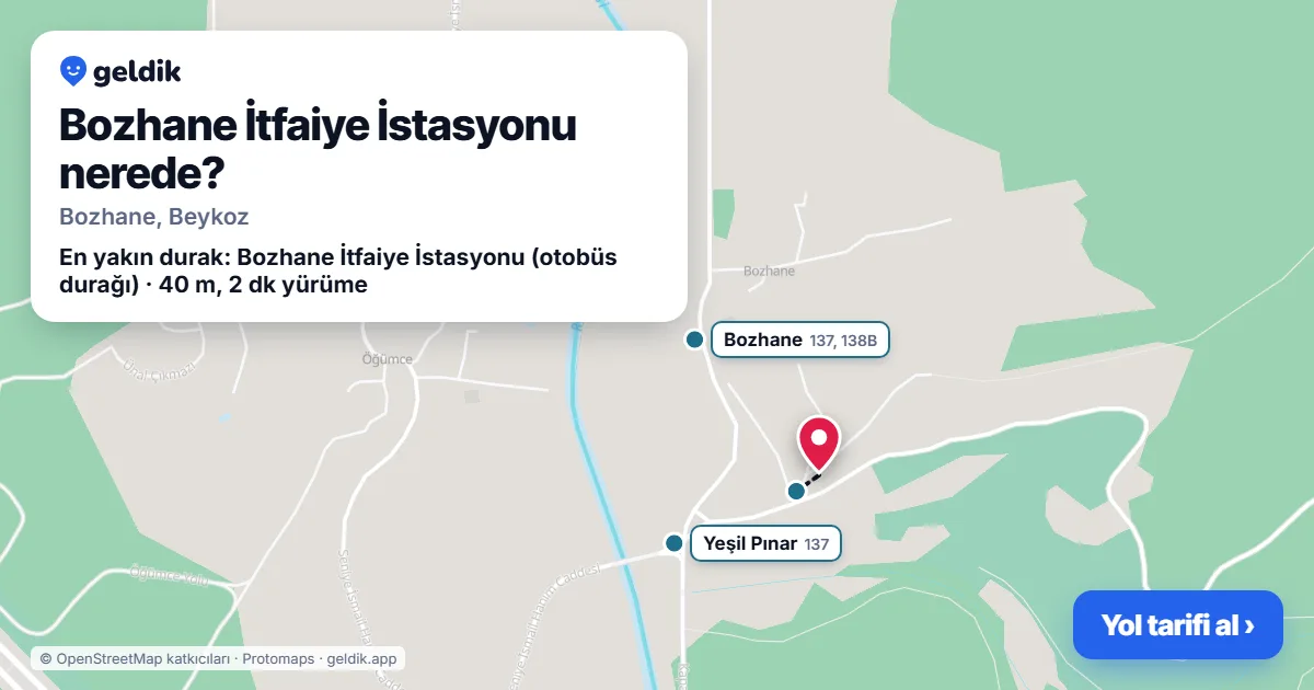Bozhane İtfaiye İstasyonu nerede: haritada konumu ve en yakın duraklar, yürüme süreleriyle