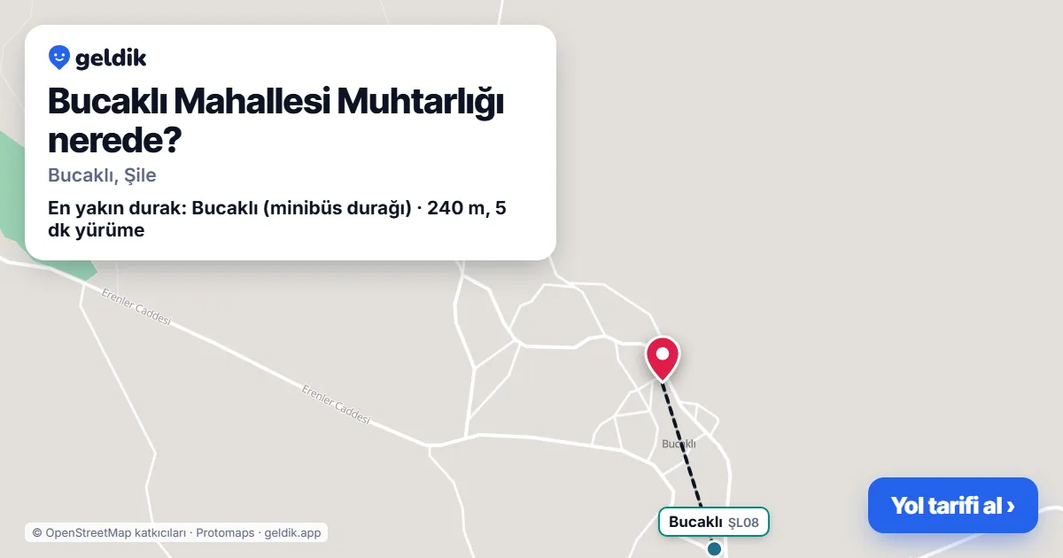 Bucaklı Mahallesi Muhtarlığı nerede: haritada konumu ve en yakın duraklar, yürüme süreleriyle