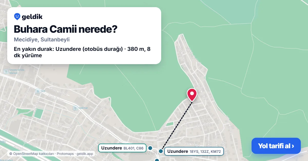 Where is Buhara Camii: map with its location and the nearest stops, with walking times