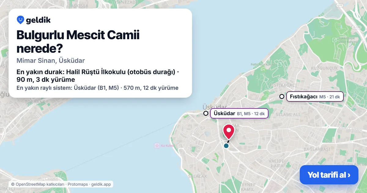 Where is Bulgurlu Mescit Camii: map with its location and the nearest stops, with walking times