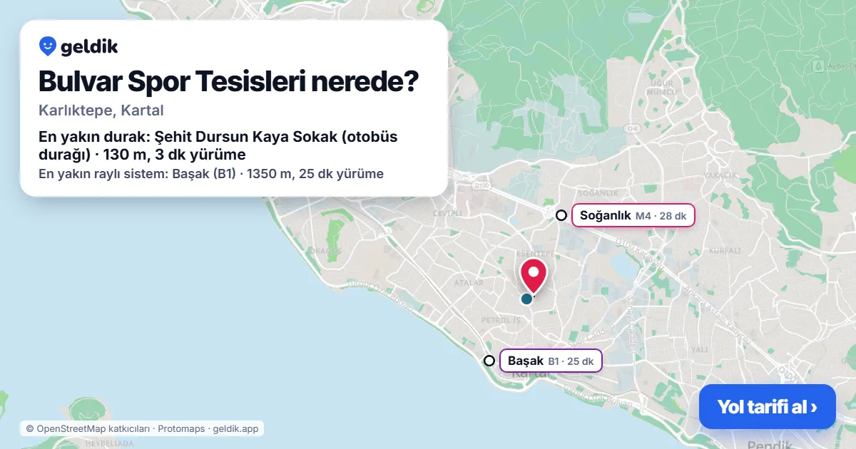 Bulvar Spor Tesisleri nerede: haritada konumu ve en yakın duraklar, yürüme süreleriyle