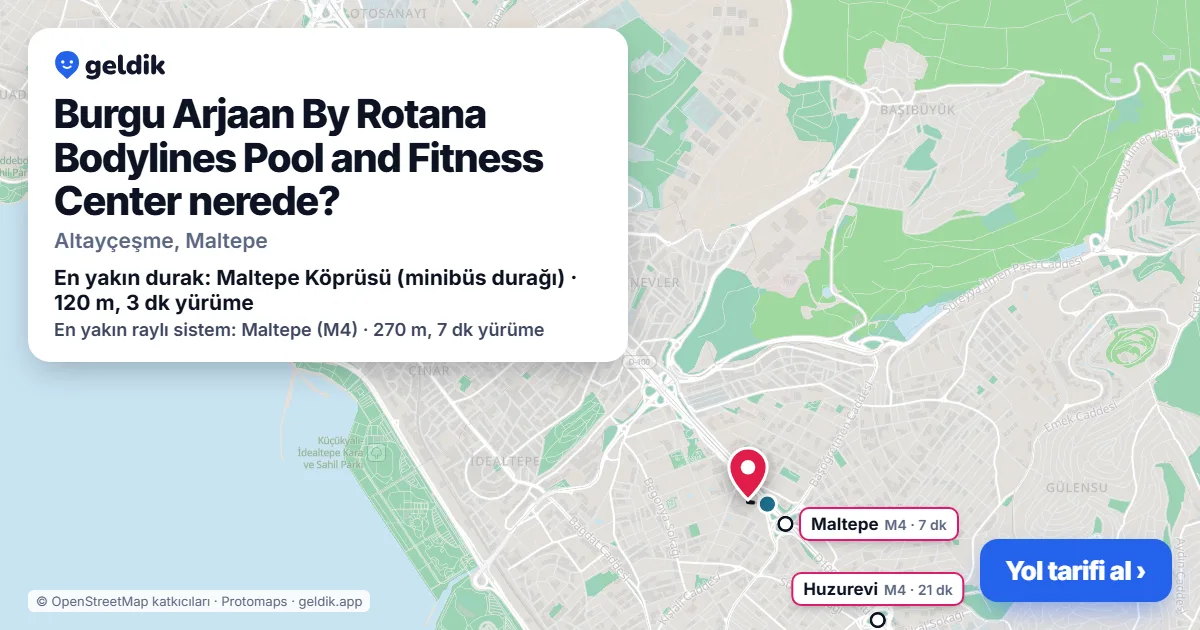 Burgu Arjaan By Rotana Bodylines Pool and Fitness Center nerede: haritada konumu ve en yakın duraklar, yürüme süreleriyle
