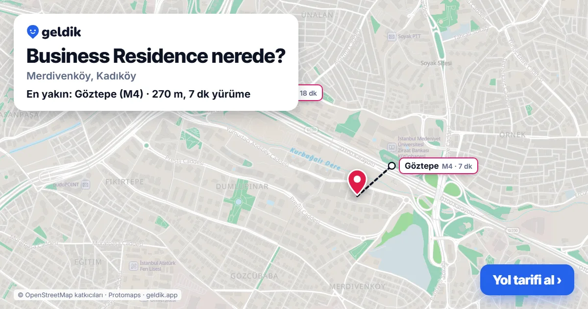 Business Residence nerede: haritada konumu ve en yakın duraklar, yürüme süreleriyle