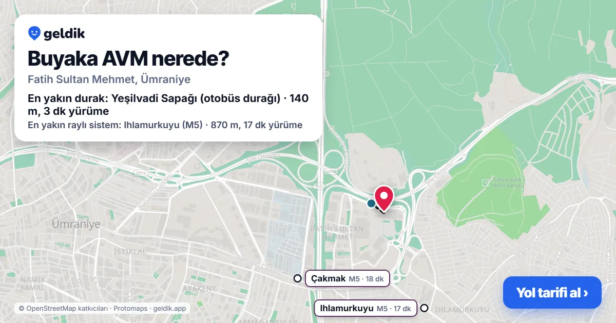 Where is Buyaka Shopping Mall: map with its location and the nearest stops, with walking times