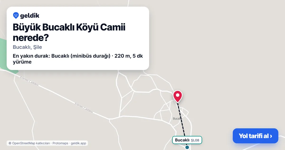 Büyük Bucaklı Köyü Camii nerede: haritada konumu ve en yakın duraklar, yürüme süreleriyle