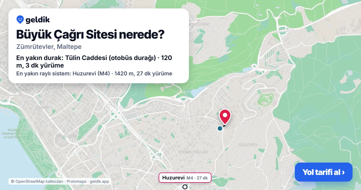 Büyük Çağrı Sitesi nerede: haritada konumu ve en yakın duraklar, yürüme süreleriyle