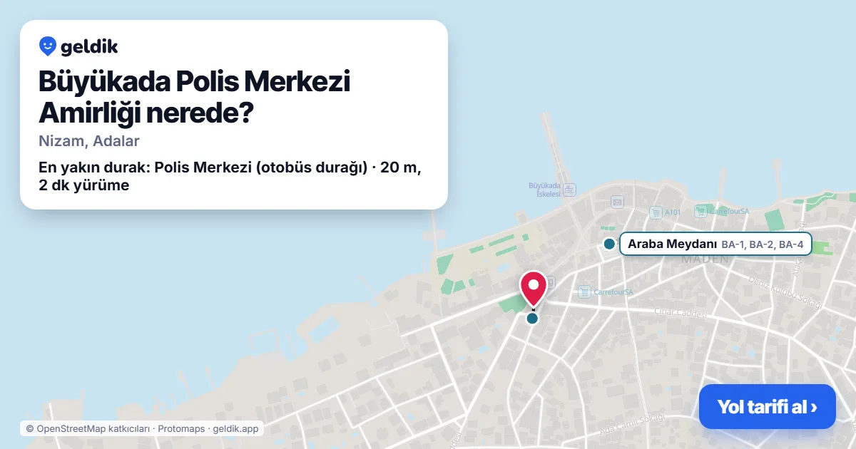 Büyükada Polis Merkezi Amirliği nerede: haritada konumu ve en yakın duraklar, yürüme süreleriyle