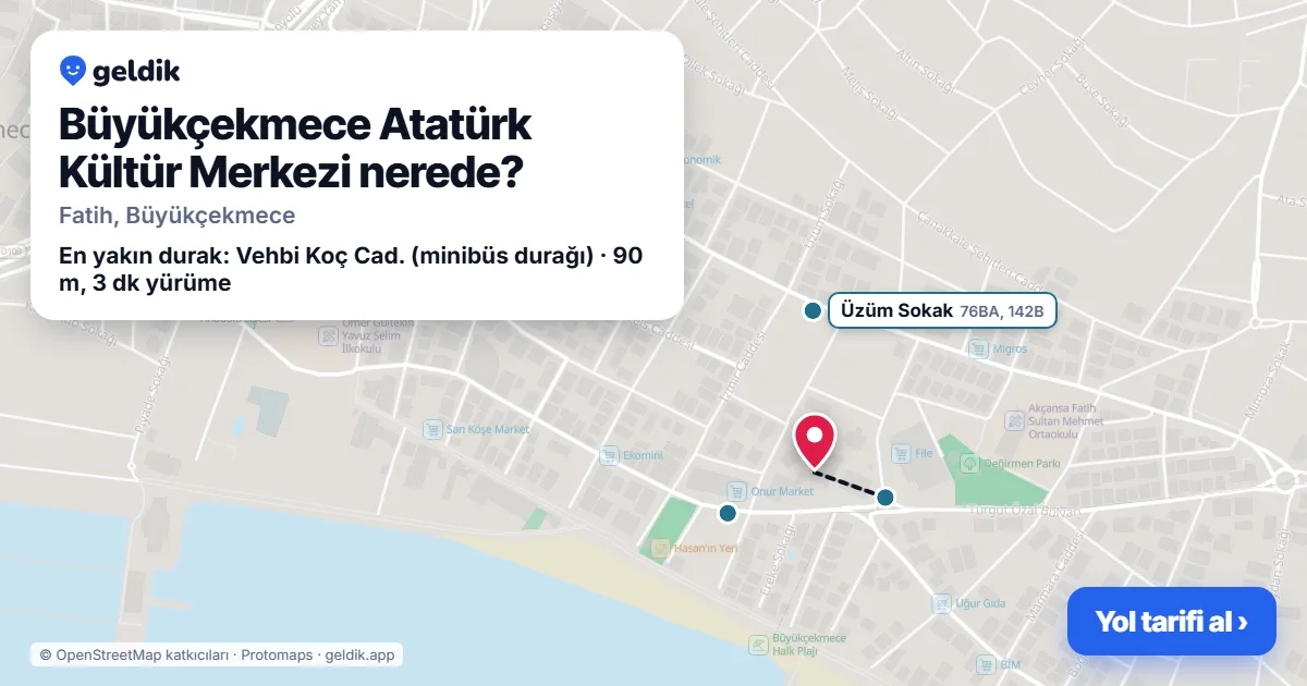 Büyükçekmece Atatürk Kültür Merkezi nerede: haritada konumu ve en yakın duraklar, yürüme süreleriyle