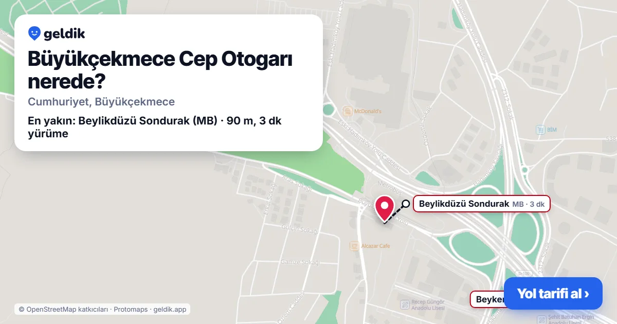 Where is Büyükçekmece Bus Terminus: map with its location and the nearest stops, with walking times