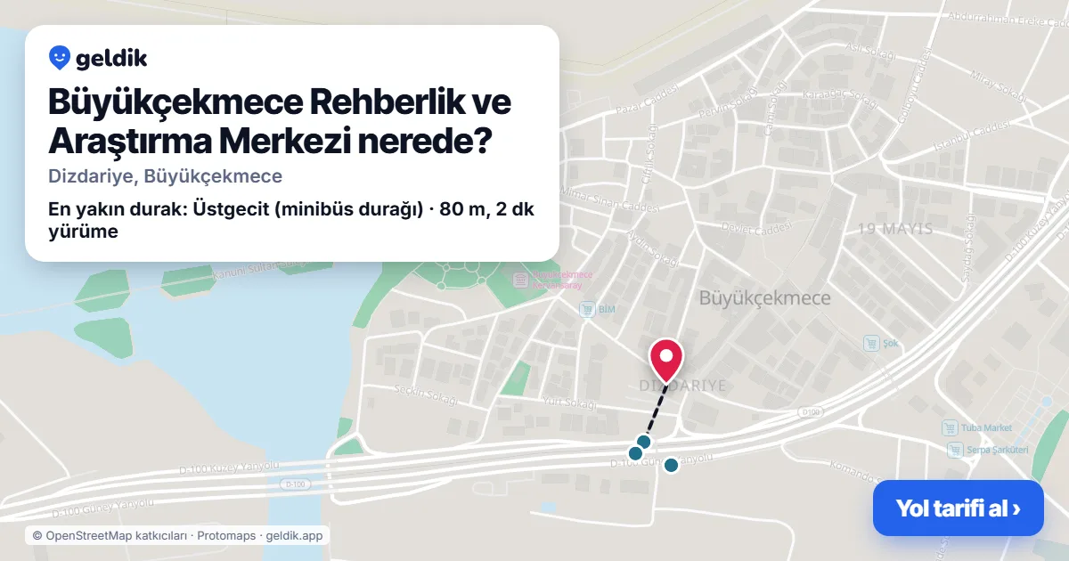 Büyükçekmece Rehberlik ve Araştırma Merkezi nerede: haritada konumu ve en yakın duraklar, yürüme süreleriyle