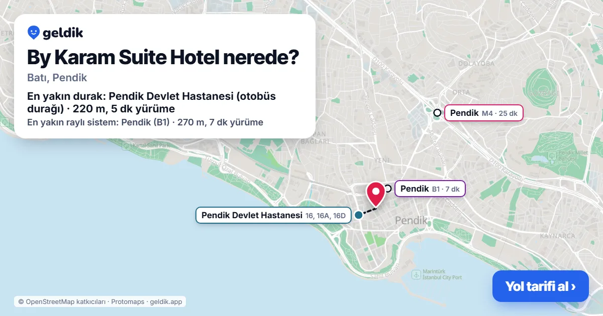 Where is By Karam Suite Hotel: map with its location and the nearest stops, with walking times
