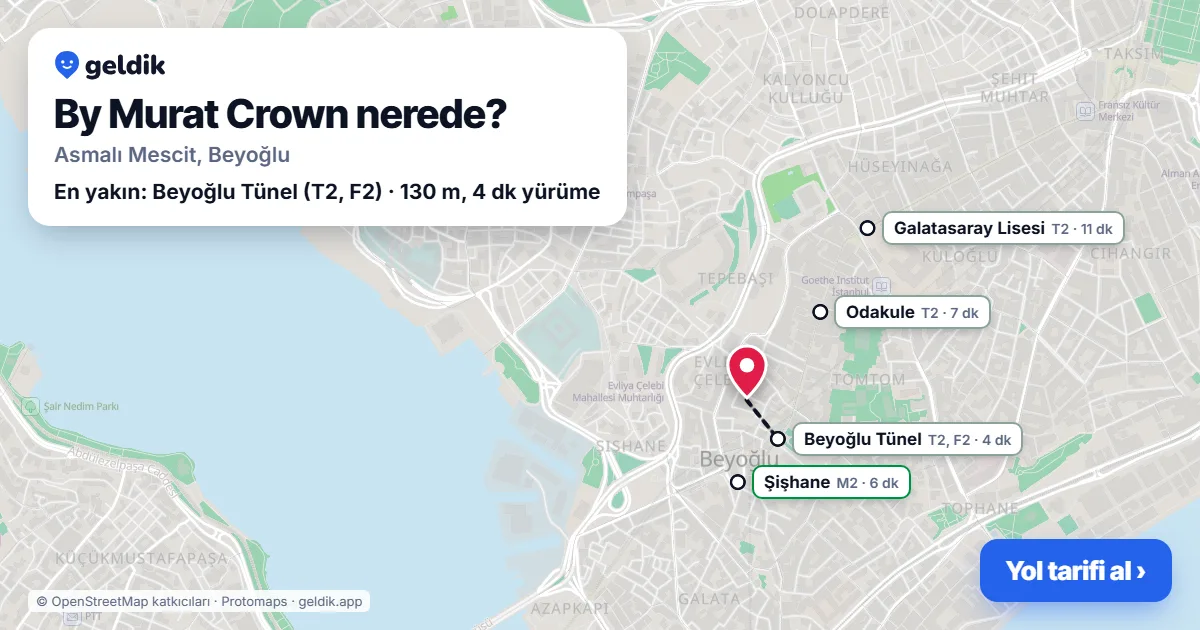 Where is By Murat Crown: map with its location and the nearest stops, with walking times