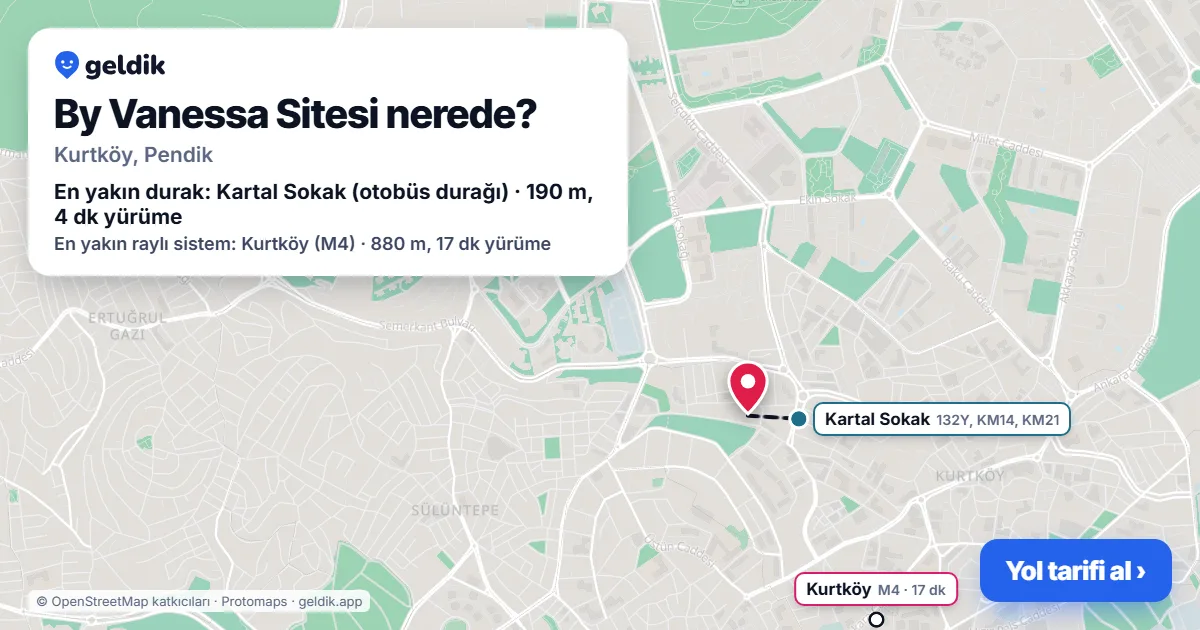 Where is By Vanessa Sitesi: map with its location and the nearest stops, with walking times