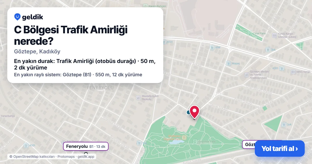 C Bölgesi Trafik Amirliği nerede: haritada konumu ve en yakın duraklar, yürüme süreleriyle