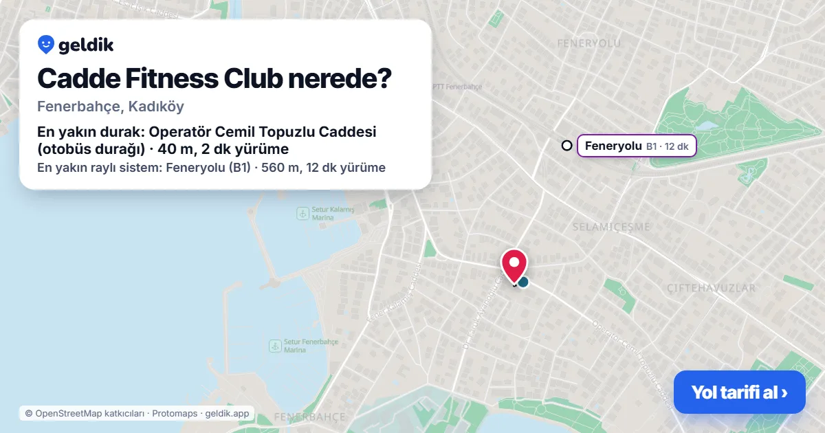 Where is Cadde Fitness Club: map with its location and the nearest stops, with walking times
