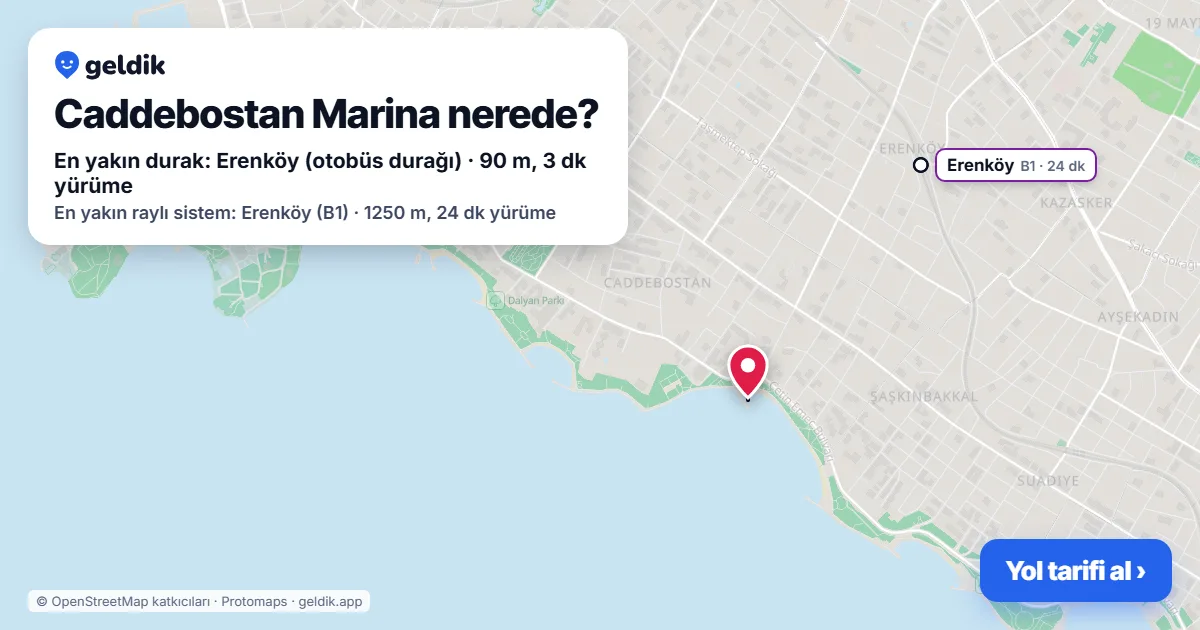 Caddebostan Marina nerede: haritada konumu ve en yakın duraklar, yürüme süreleriyle