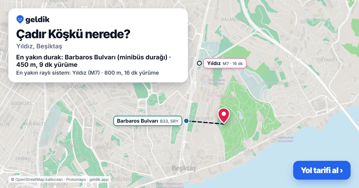Where is Çadır Villa: map with its location and the nearest stops, with walking times