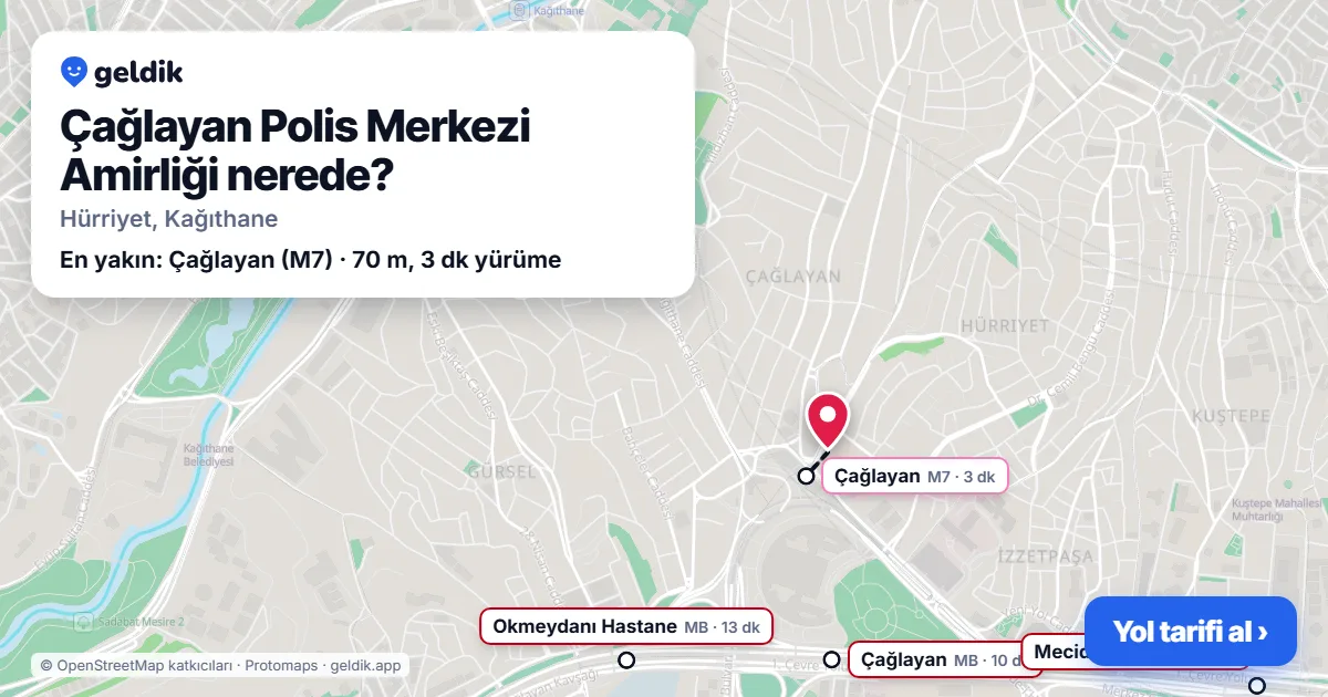 Çağlayan Polis Merkezi Amirliği nerede: haritada konumu ve en yakın duraklar, yürüme süreleriyle