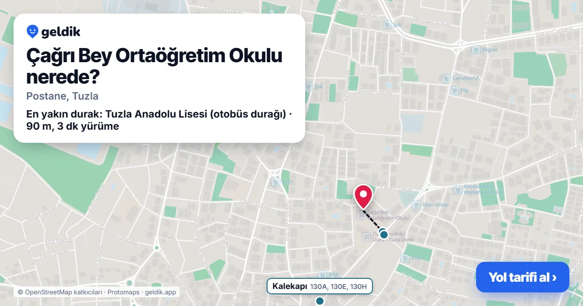 Çağrı Bey Ortaöğretim Okulu nerede: haritada konumu ve en yakın duraklar, yürüme süreleriyle
