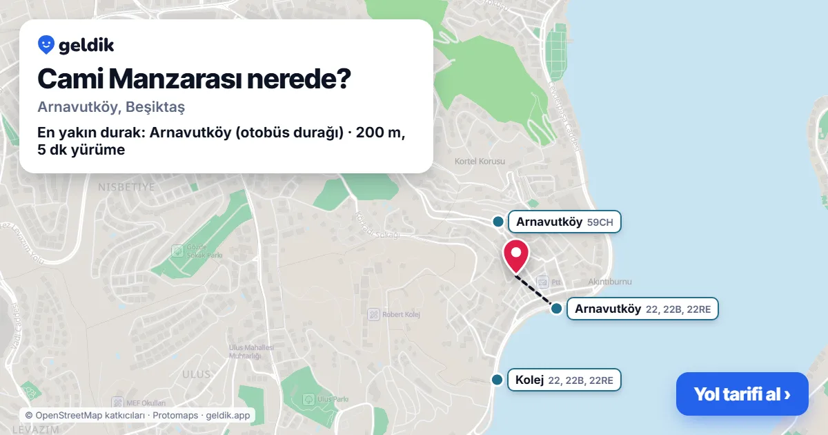 Where is Cami Manzarası: map with its location and the nearest stops, with walking times