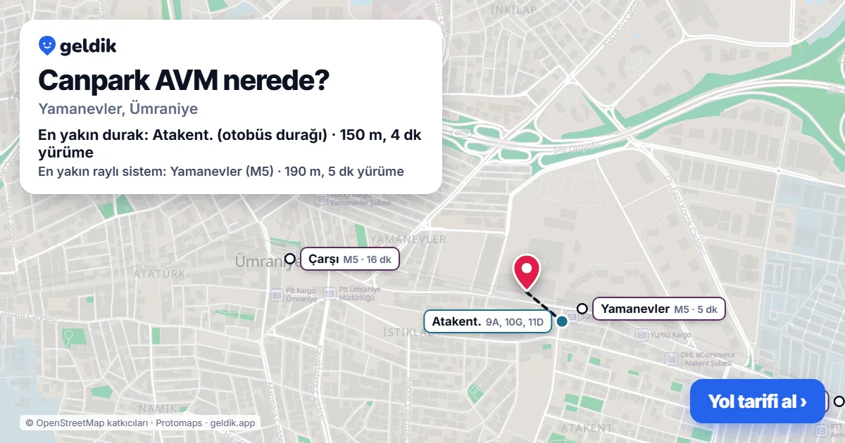 Where is Canpark Shopping Mall: map with its location and the nearest stops, with walking times