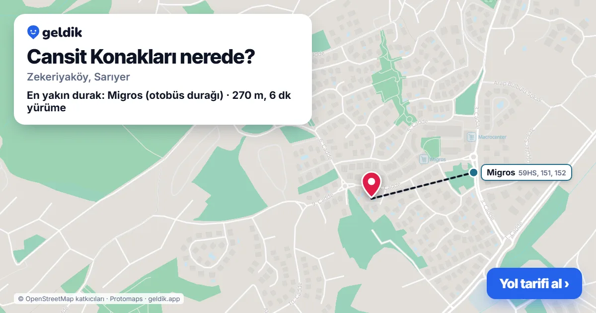 Cansit Konakları nerede: haritada konumu ve en yakın duraklar, yürüme süreleriyle