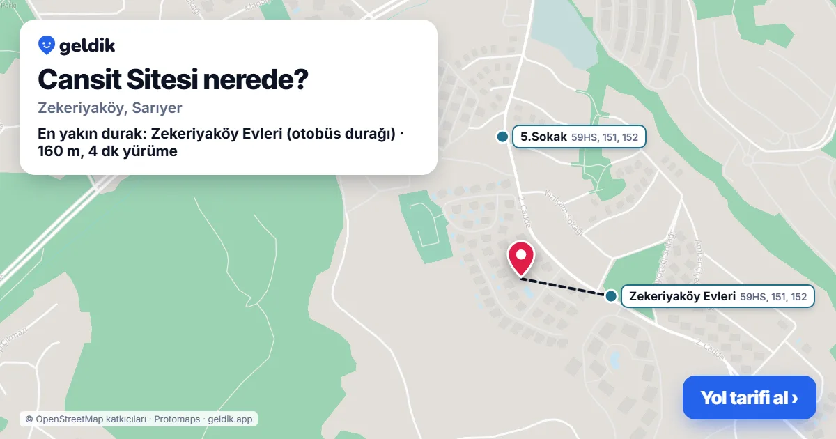 Cansit Sitesi nerede: haritada konumu ve en yakın duraklar, yürüme süreleriyle