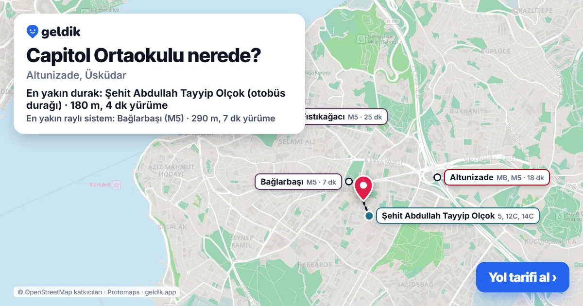 Where is Capitol Ortaokulu: map with its location and the nearest stops, with walking times