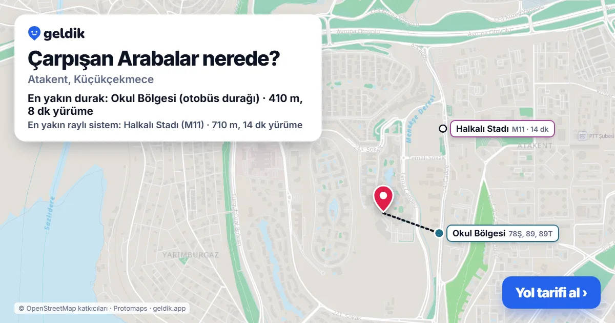 Where is Çarpışan Arabalar: map with its location and the nearest stops, with walking times