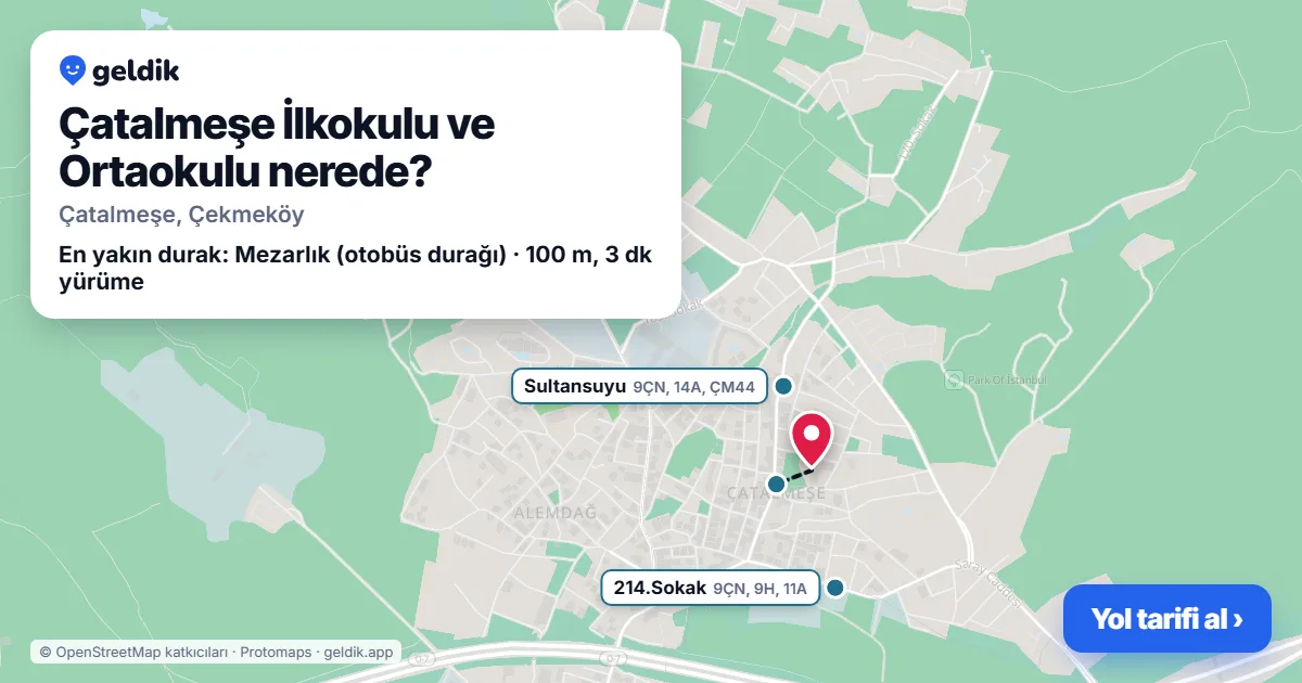 Çatalmeşe İlkokulu ve Ortaokulu nerede: haritada konumu ve en yakın duraklar, yürüme süreleriyle