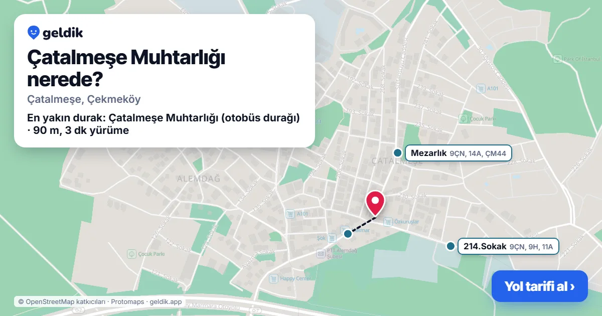 Çatalmeşe Muhtarlığı nerede: haritada konumu ve en yakın duraklar, yürüme süreleriyle