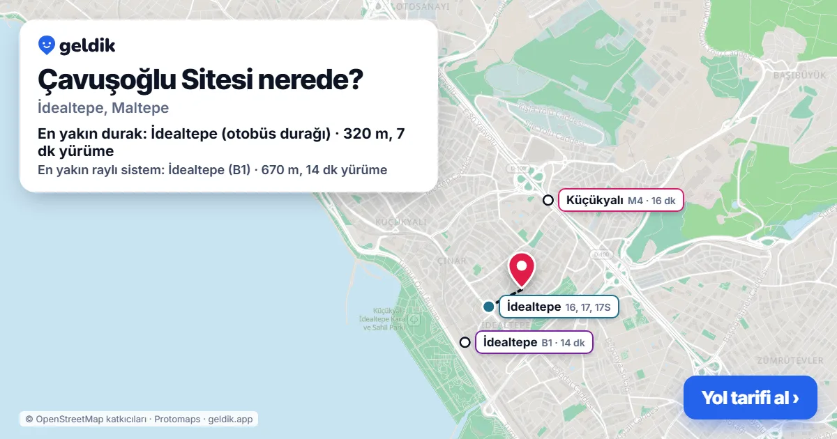 Where is Çavuşoğlu Sitesi: map with its location and the nearest stops, with walking times