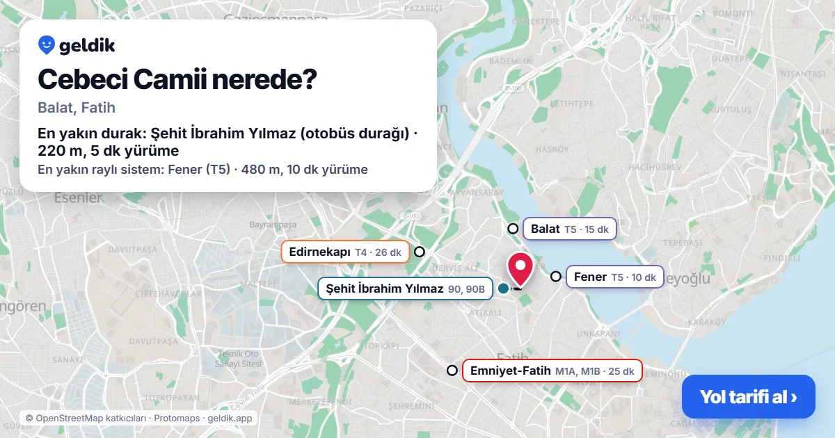 Cebeci Camii nerede: haritada konumu ve en yakın duraklar, yürüme süreleriyle