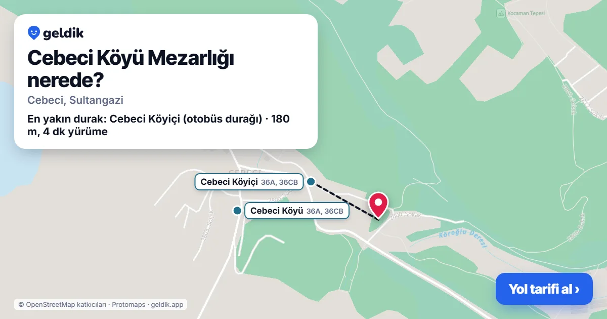 Cebeci Köyü Mezarlığı nerede: haritada konumu ve en yakın duraklar, yürüme süreleriyle