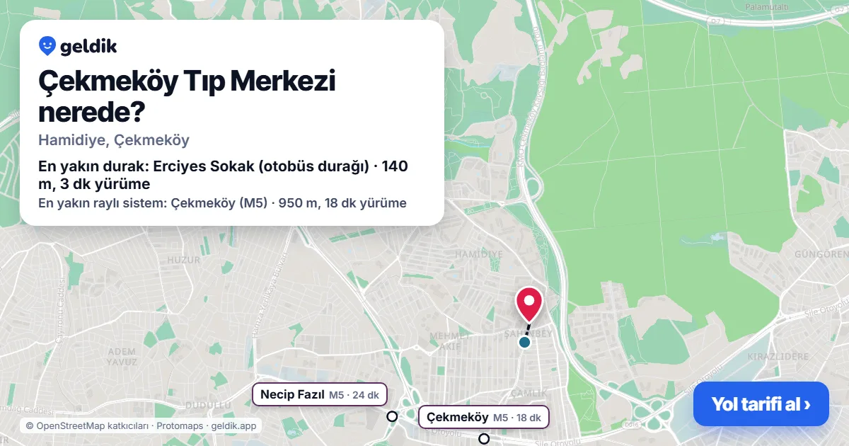 Çekmeköy Tıp Merkezi nerede: haritada konumu ve en yakın duraklar, yürüme süreleriyle