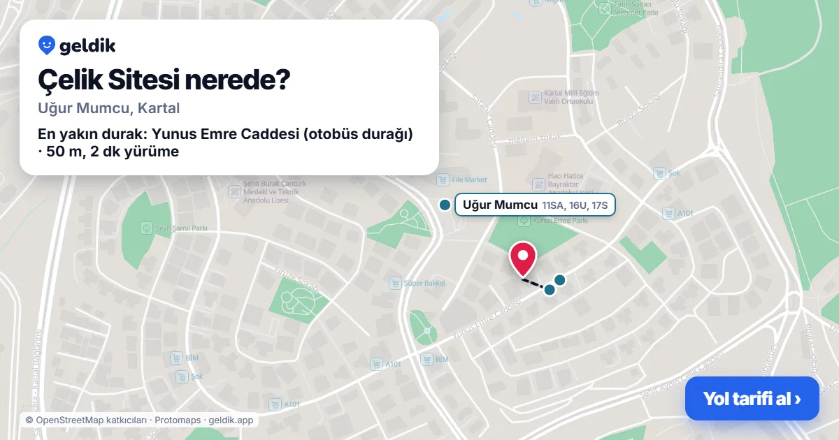 Çelik Sitesi nerede: haritada konumu ve en yakın duraklar, yürüme süreleriyle