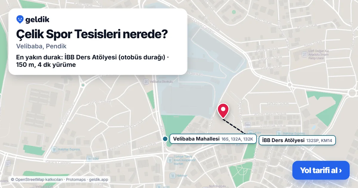 Çelik Spor Tesisleri nerede: haritada konumu ve en yakın duraklar, yürüme süreleriyle
