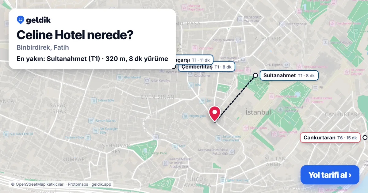 Celine Hotel nerede: haritada konumu ve en yakın duraklar, yürüme süreleriyle