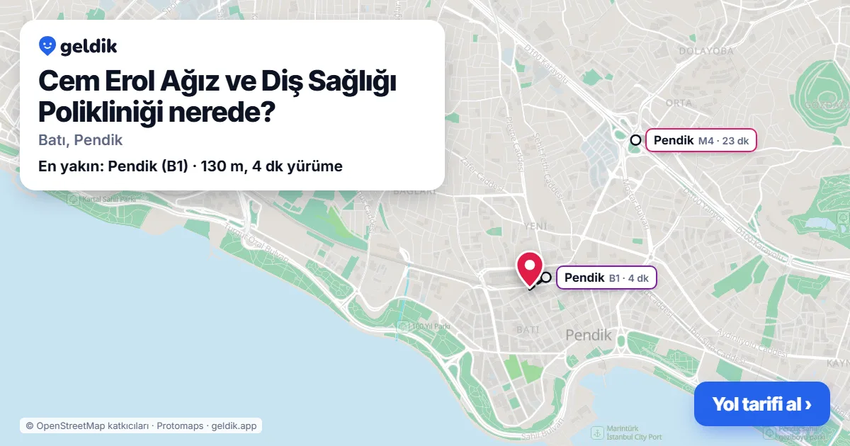 Cem Erol Ağız ve Diş Sağlığı Polikliniği nerede: haritada konumu ve en yakın duraklar, yürüme süreleriyle