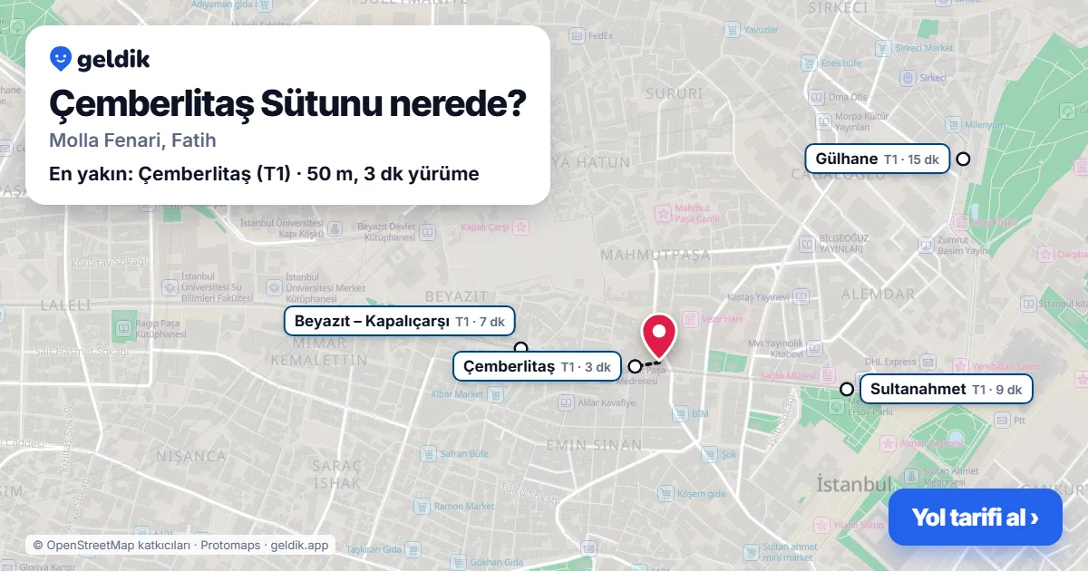 Where is Column of Constantine: map with its location and the nearest stops, with walking times