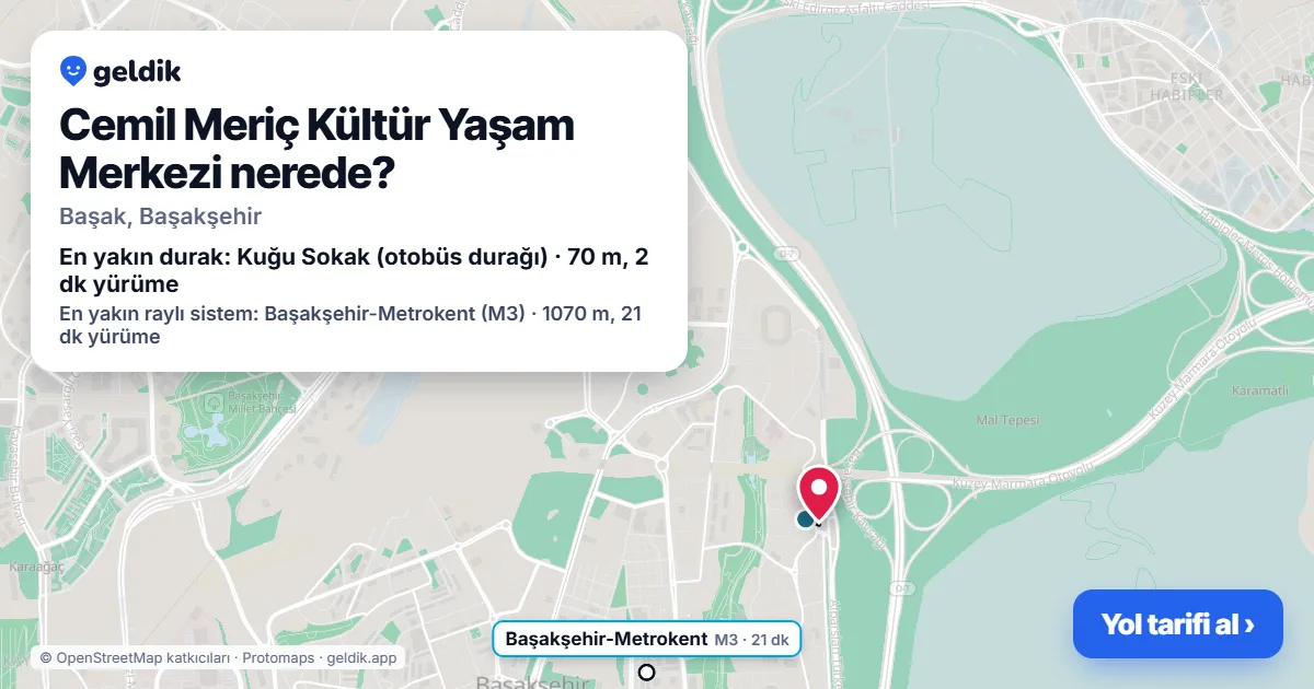 Where is Cemil Meriç Kültür Yaşam Merkezi: map with its location and the nearest stops, with walking times